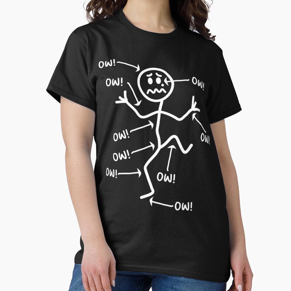 Ow Ow Ow Stick Character Figure Chronic Pain by TomatiLove Unisex , , , Long Sleeve Tee