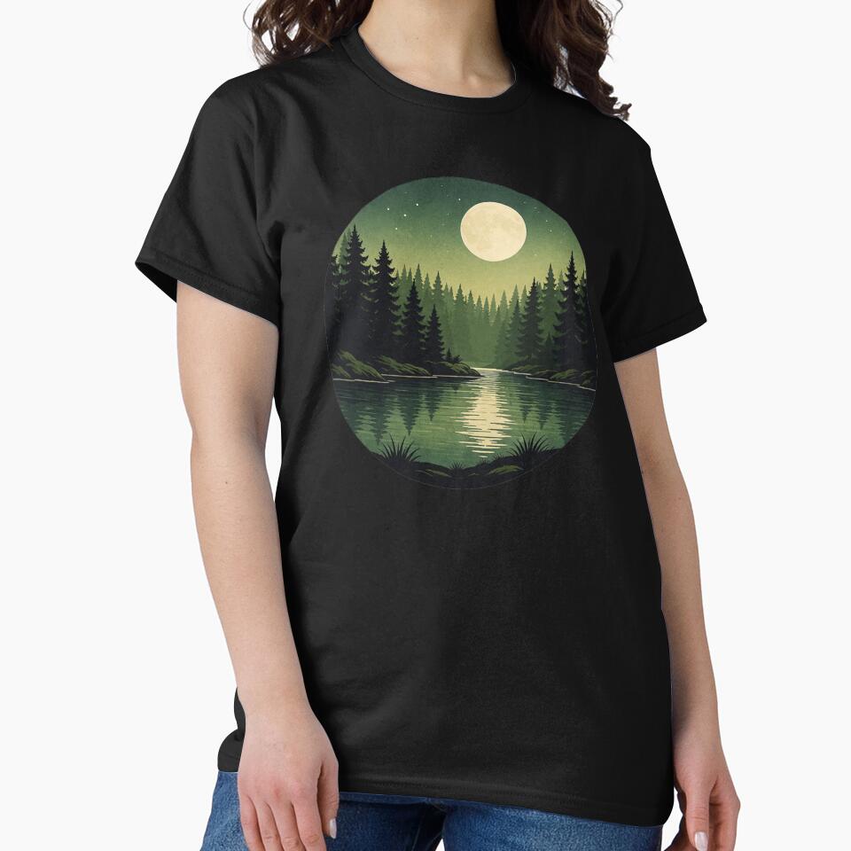 vintage night forest art by stikrusak Unisex , , , Long Sleeve Tee