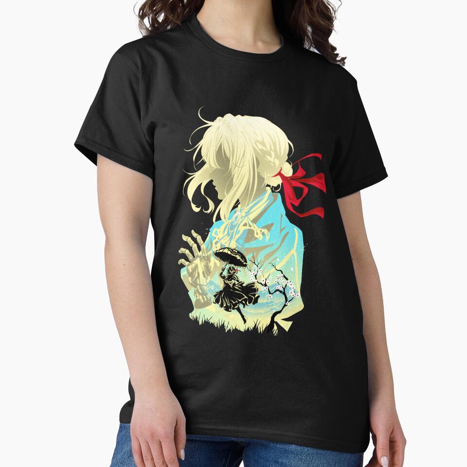 Violet Evergarden Silhouette – Minimalist Anime Art Print by Hypertwenty Designs Unisex , , , Long Sleeve Tee