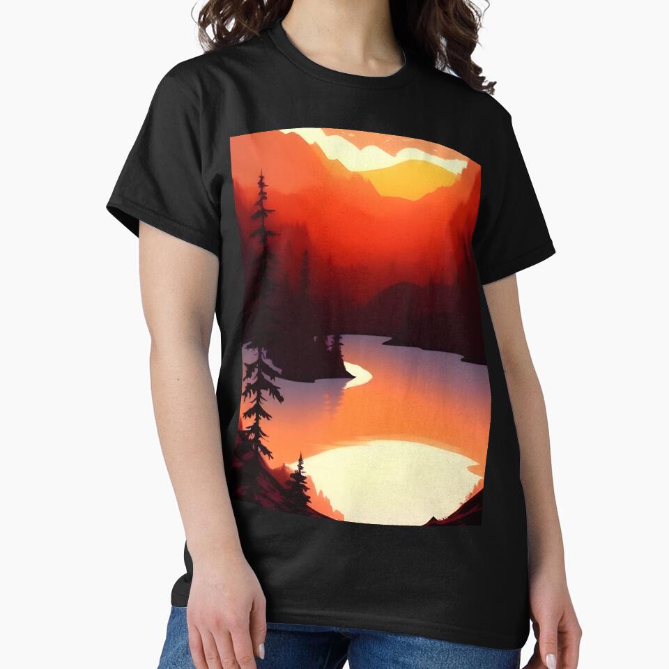 Add a Touch of Beauty and Tranquility to Your Home with Our Wide Range of Gorgeous Minimalist Landscape and Lake Sunrise Prints by supeart