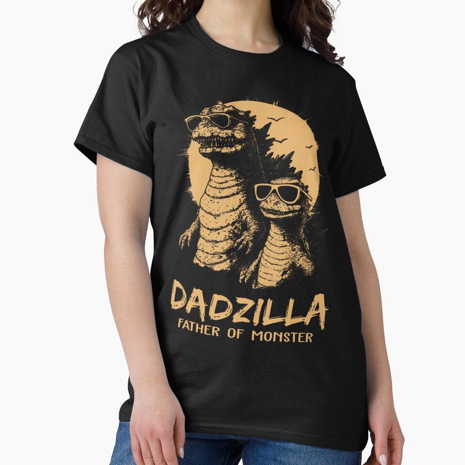 Dadzilla Father Of Monsters Fathers Day Funny Dad by Fereskabilon Unisex , , , Long Sleeve Tee