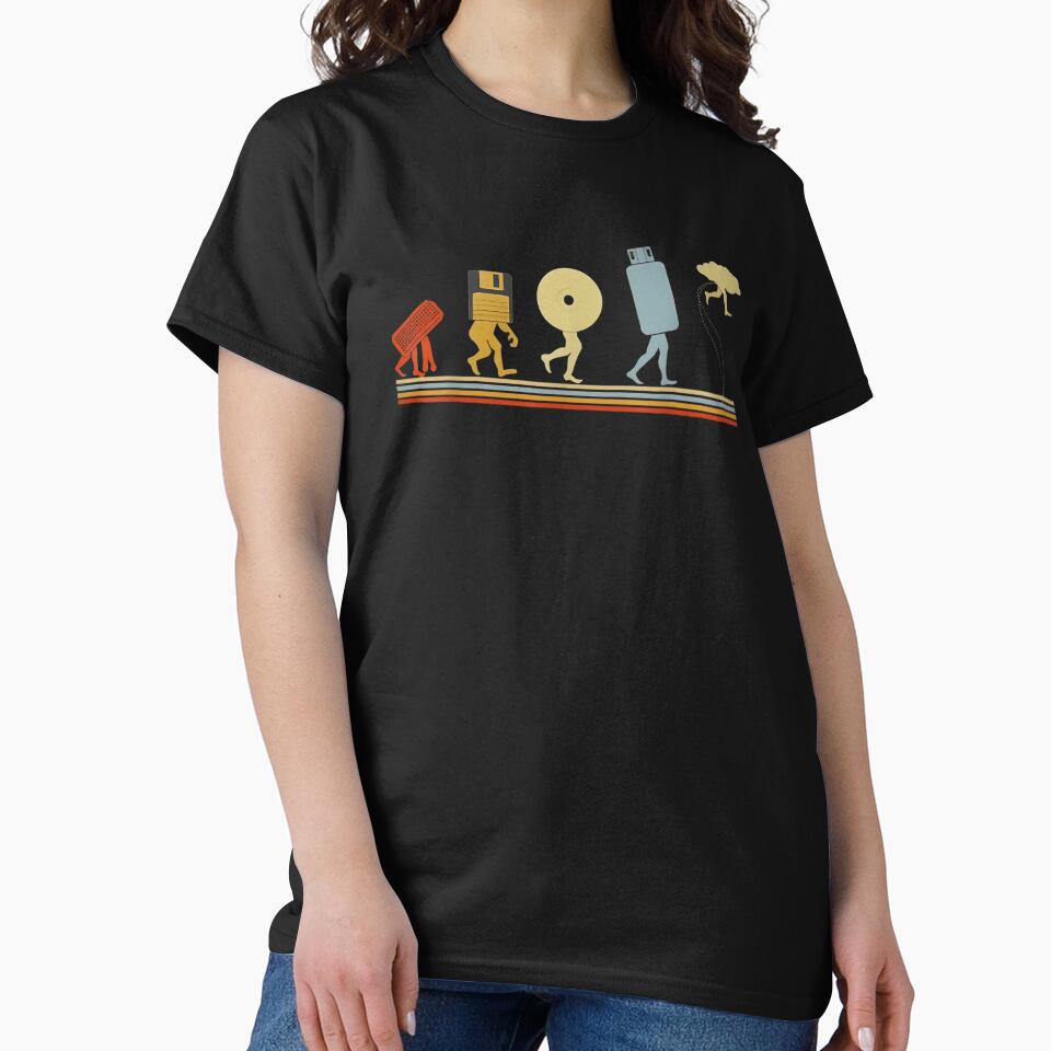 Funny Evolution Data Storage Retro Tech Computer Nerd Geeks by Goleon12 Unisex , , , Long Sleeve Tee
