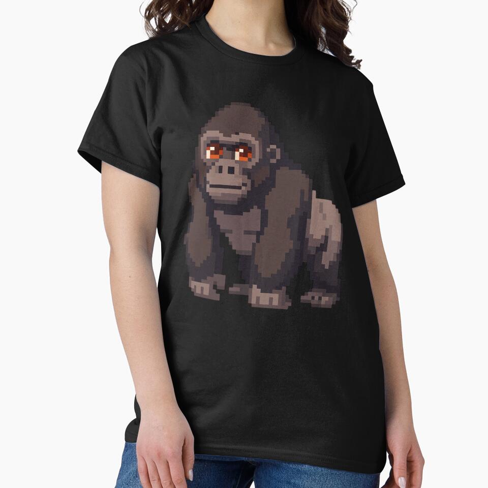 pixelated style gorilla, digital art, minimalist design by geekmania48