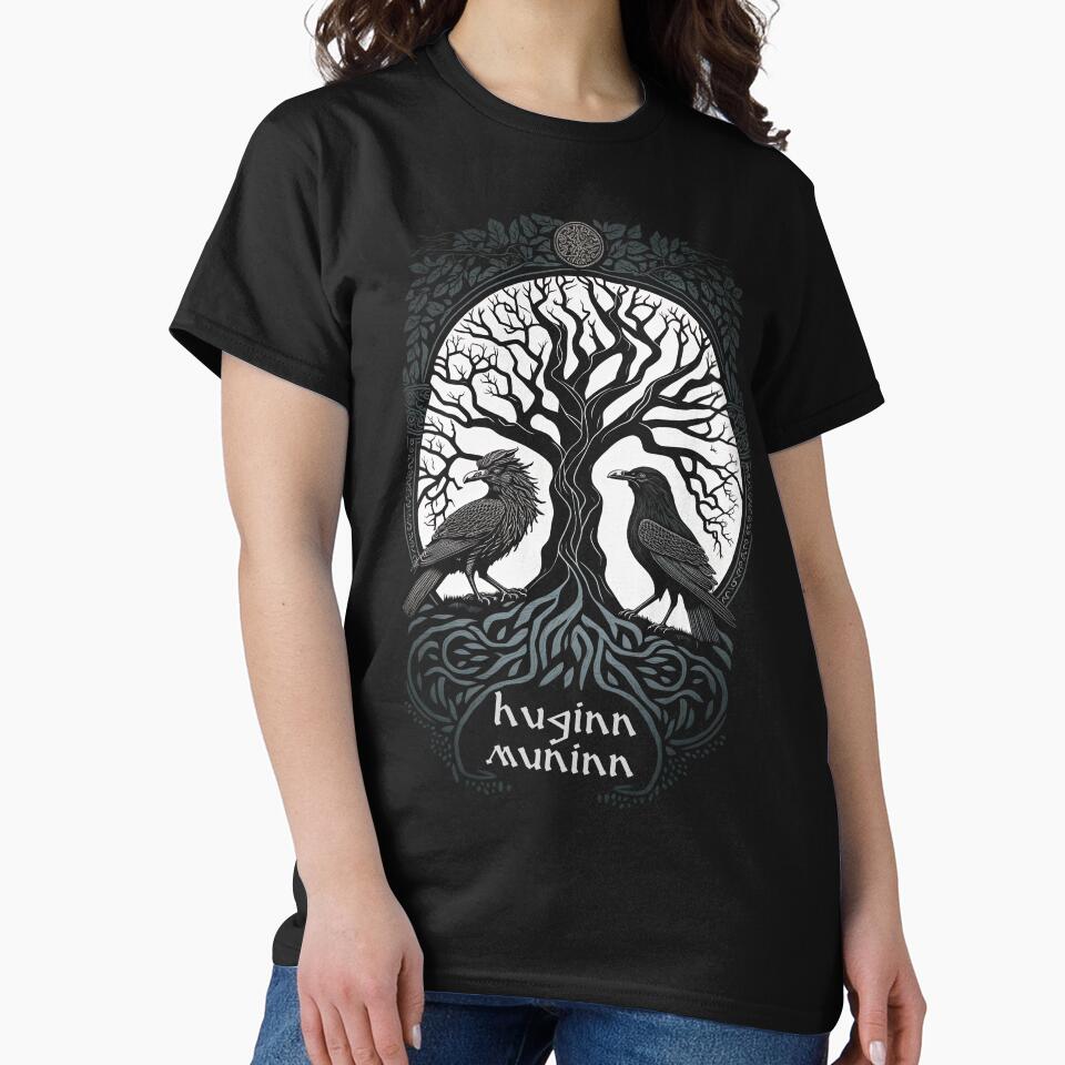 Huginn and Muninn - Viking Raven by Odd World Unisex , , , Long Sleeve Tee