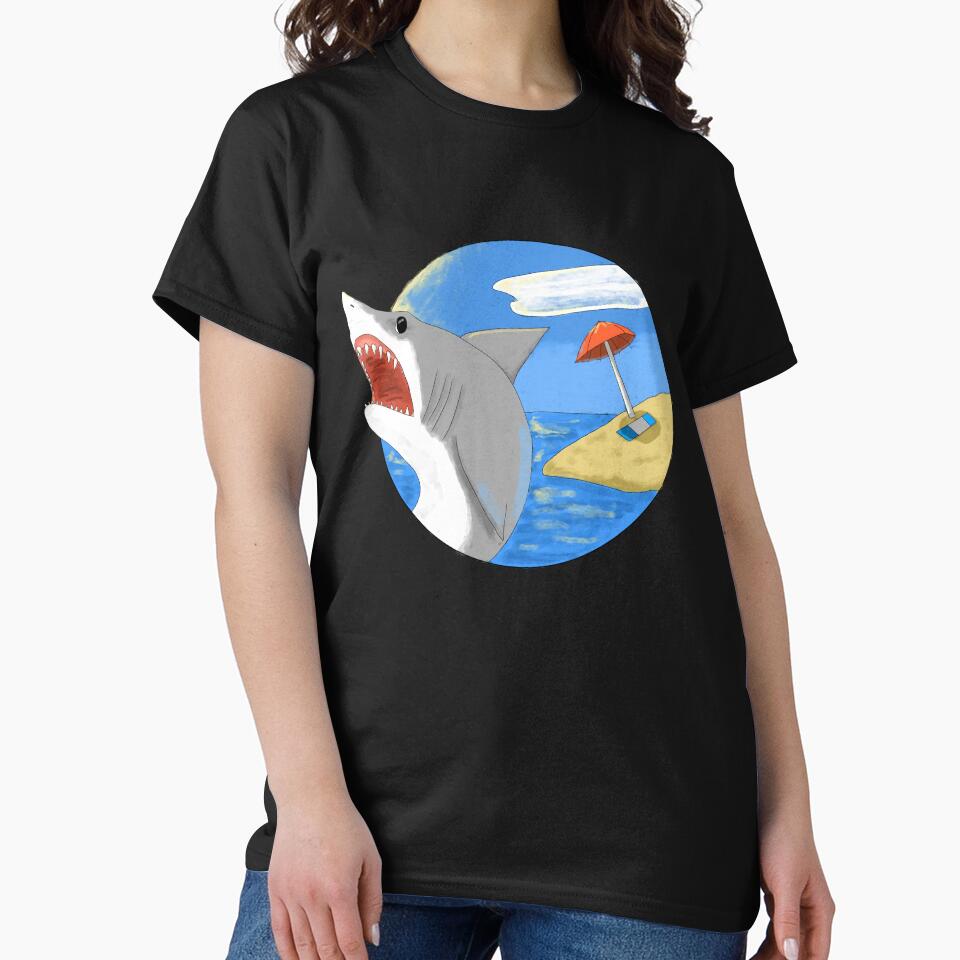 Shark's Beach by SketchFanatic Unisex , , , Long Sleeve Tee