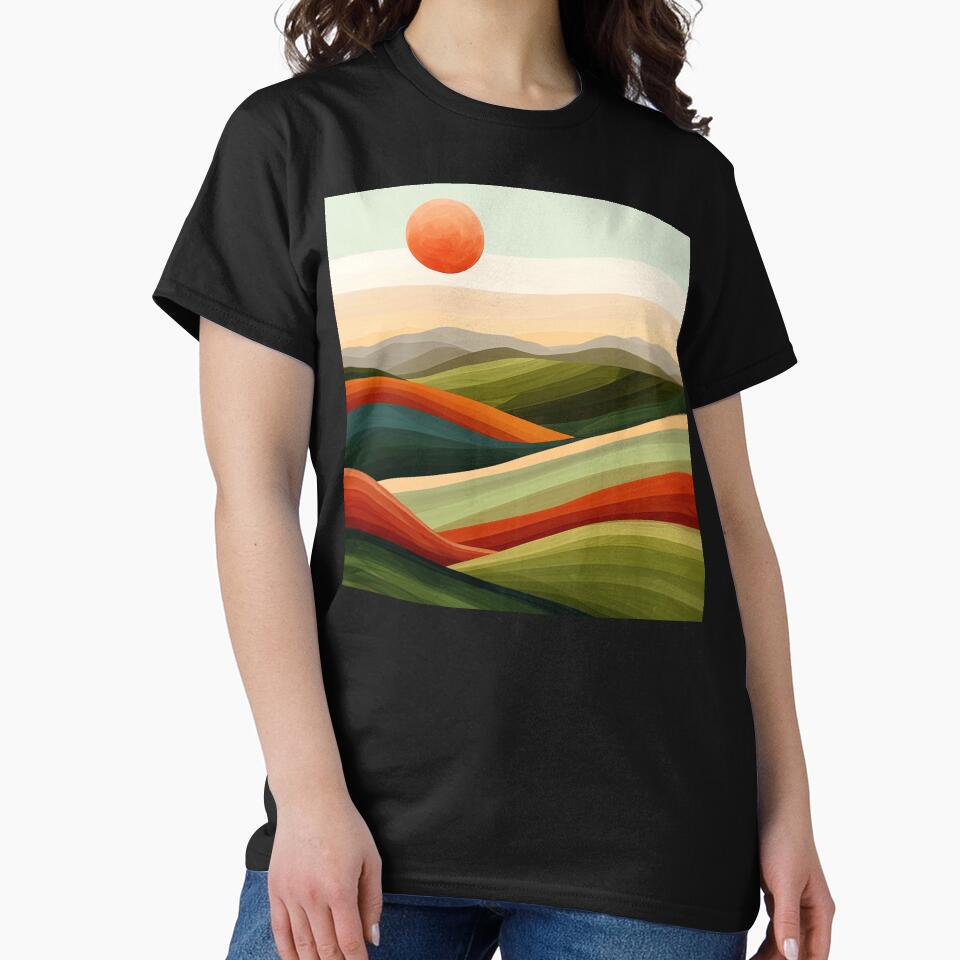 Boho Mountain Landscape Sunset Vibrant Colorful Earthtones Abstract by DEC02