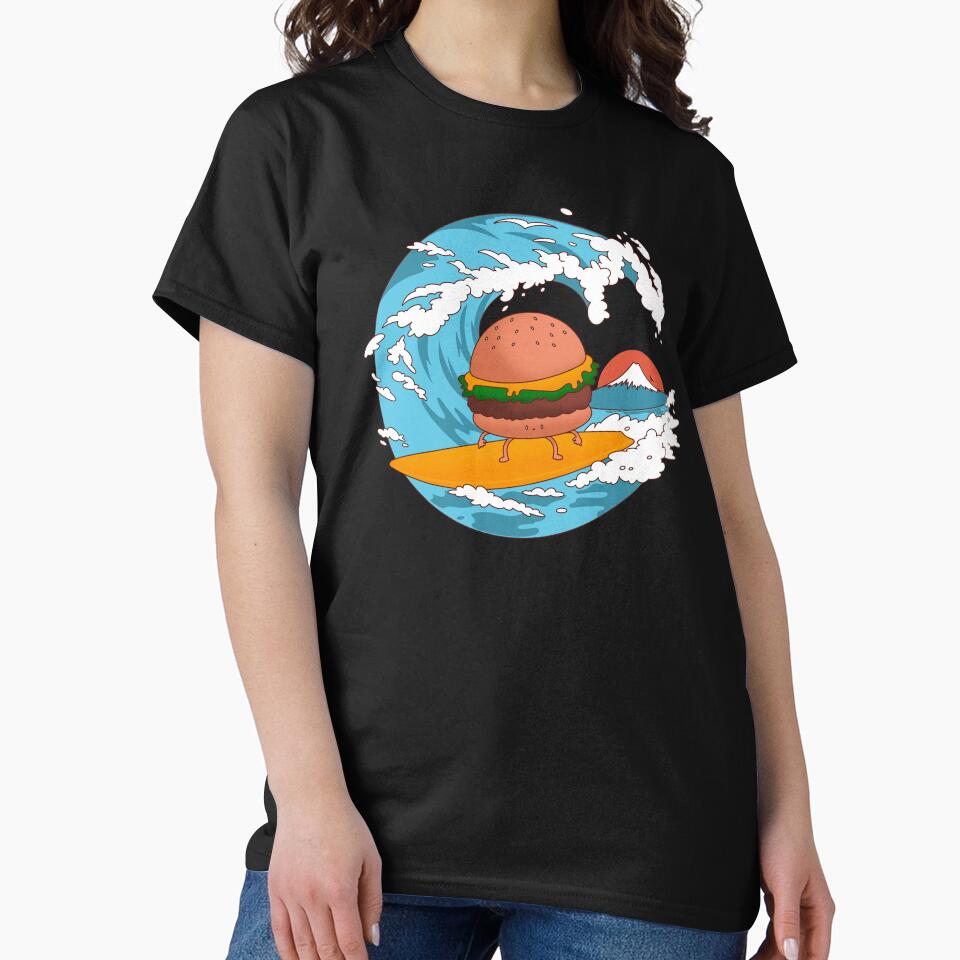 The Great Burger Wave by Artthree Unisex , , , Long Sleeve Tee