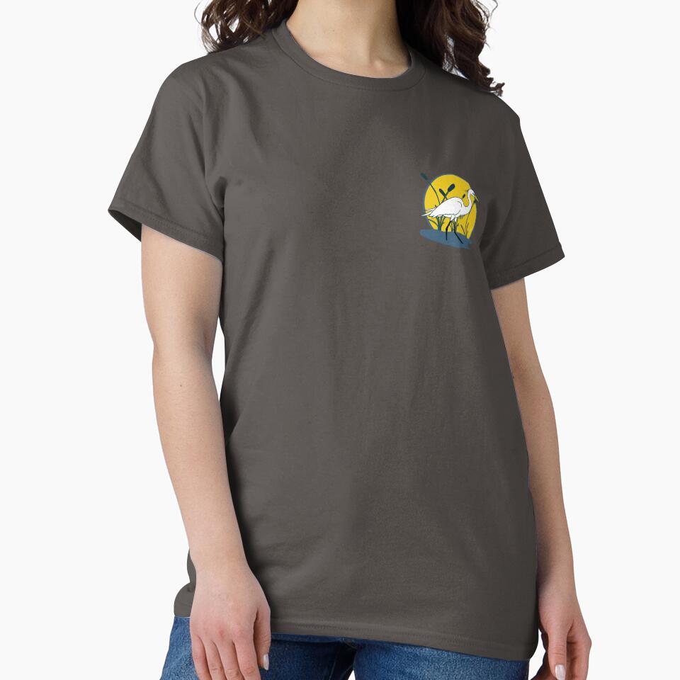 The Egret in the Reeds by MarzyBirdleArt Unisex , , , Long Sleeve Tee