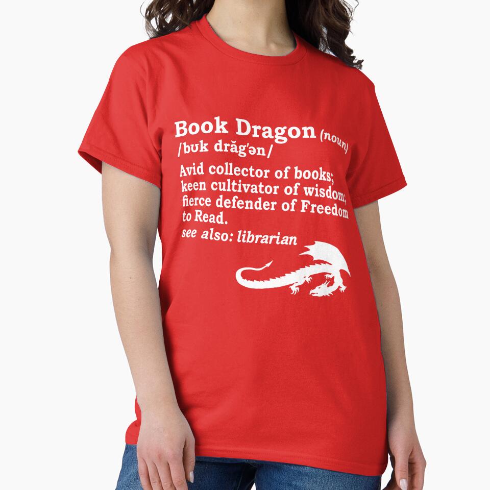Book Dragon Definition in White by LibraryFriends