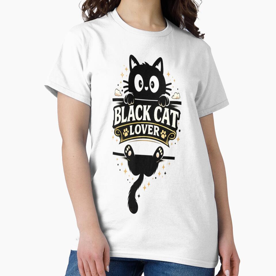 Black Cat Lover Cute Hanging Cat Vintage Style by CatLovers Studio