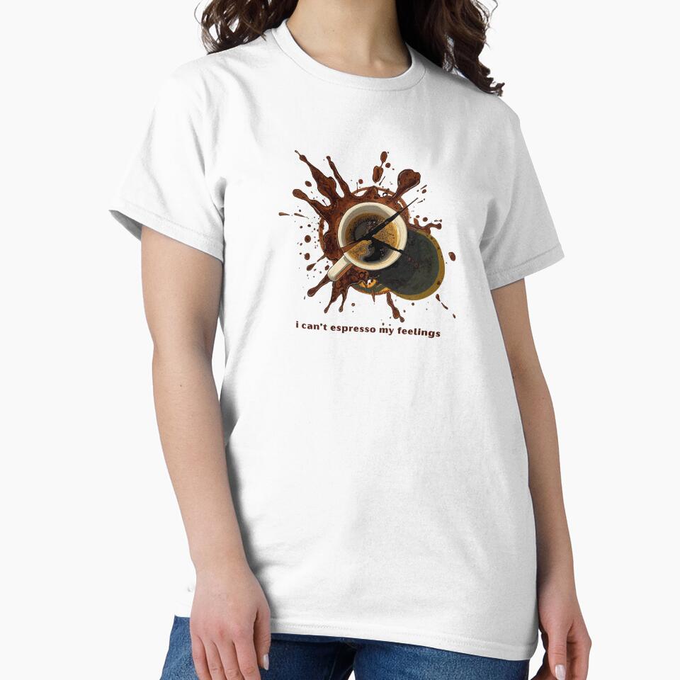 I Can’t Espresso My Feelings - Cute Pun | TeeHee Puns Funny Design by TeeHee Puns Unisex , , , Long Sleeve Tee