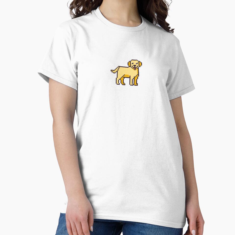 Pixel Art Golden Retriever Sticker by uxcomshop Unisex , , , Long Sleeve Tee