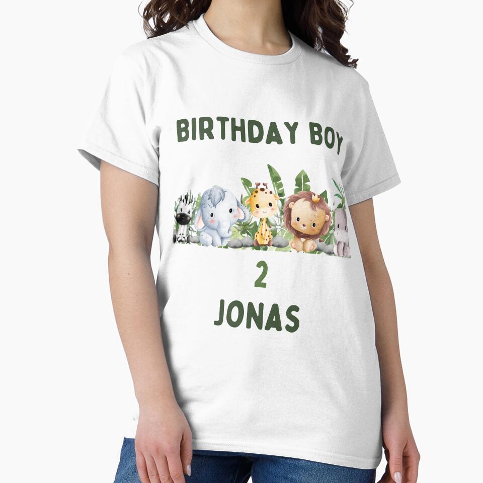 Safari Animals Birthday Boy by Green Cart Unisex , , , Long Sleeve Tee
