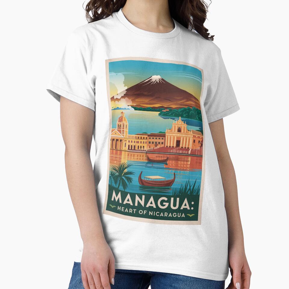 Managua Vintage Travel Poster by TravelerRat Unisex , , , Long Sleeve Tee