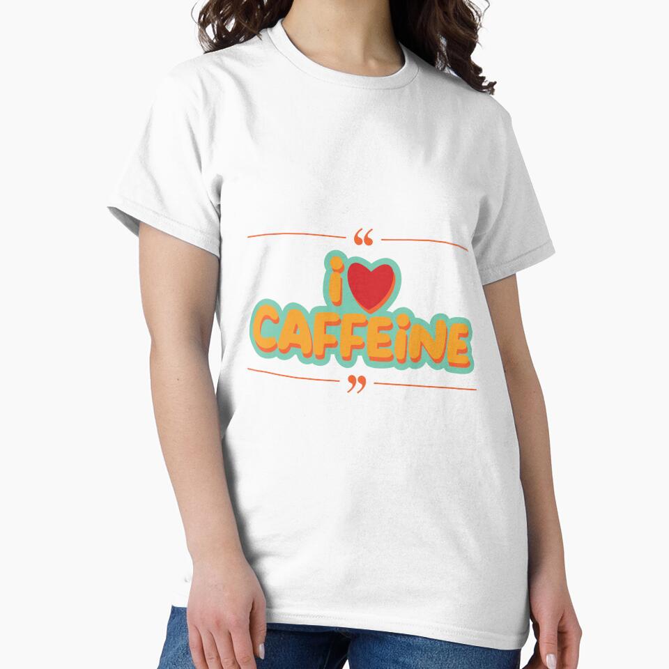 I Love Caffeine Cute Coffee Typography Design by jyotsanafinds Unisex , , , Long Sleeve Tee