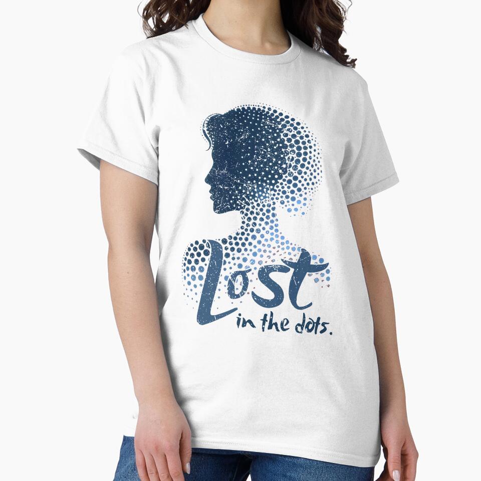 Lost in the dots: Woman's Profile Surrounded by Blue Dots by SplashTastic