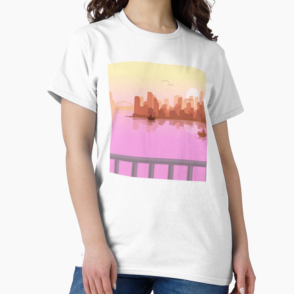 Pixel Art Ocean City by SoulButler Unisex , , , Long Sleeve Tee