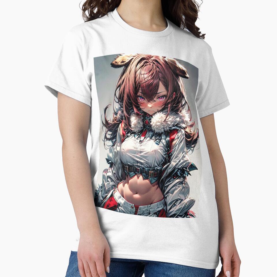 Anime snow girl fighter with bear ears portrait art by TheArtistOf2022 Unisex , , , Long Sleeve Tee