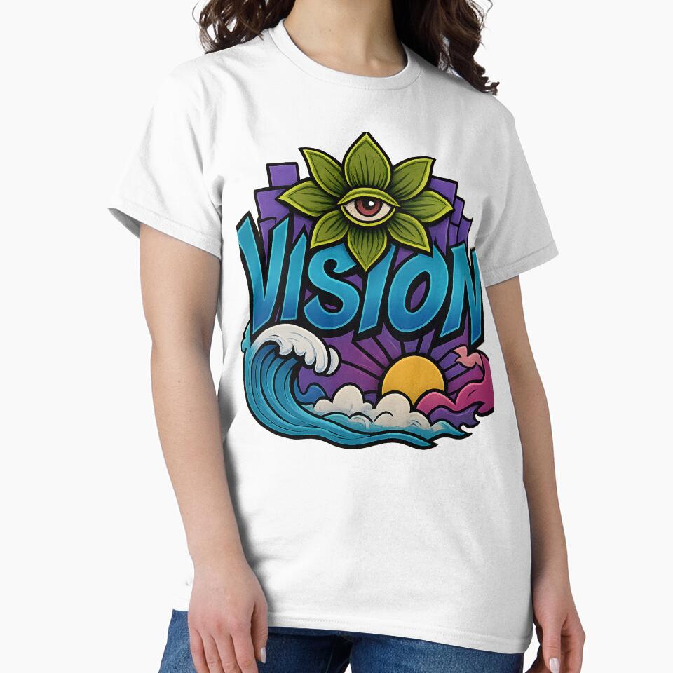 Vision Psychedelic Eye Flower Sunset Wave Trippy Art by DrawHandArt