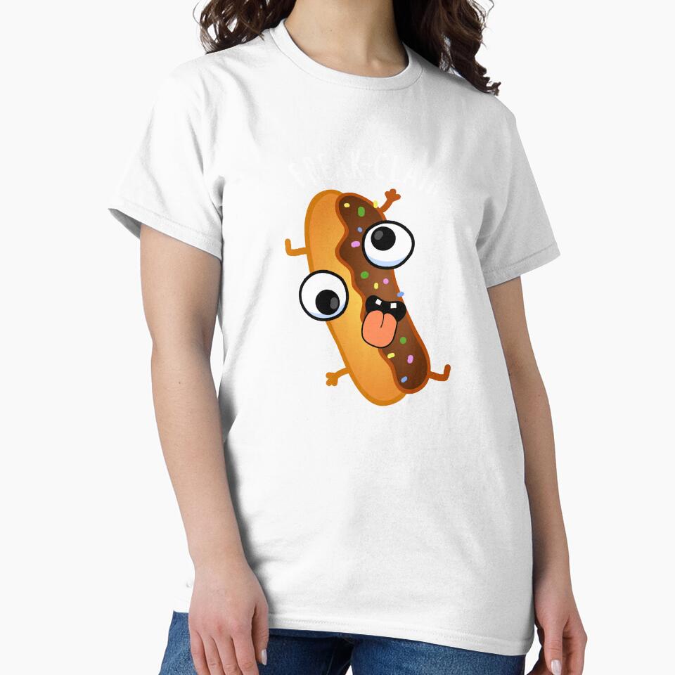 Freak-clair Funny Eclair Pun (Dark BG) by punnybone Unisex , , , Long Sleeve Tee