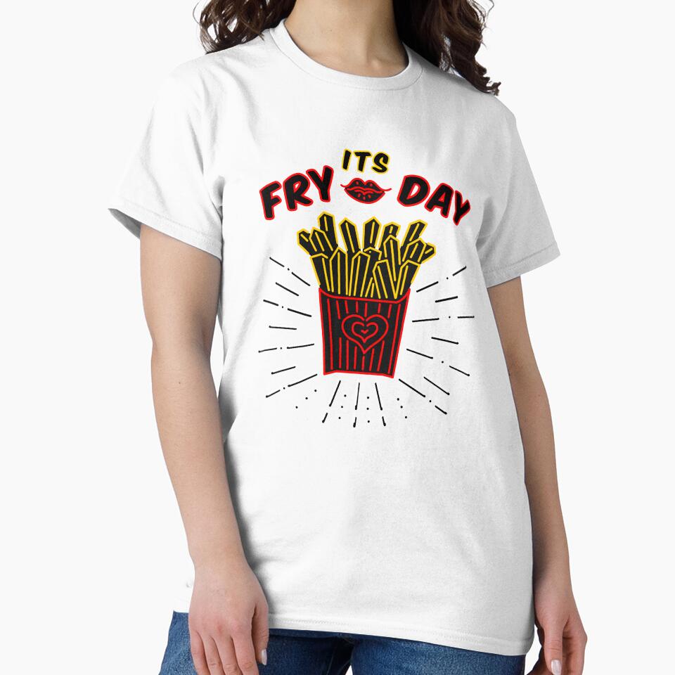 its fry day (french fries) neon lights style graphic artwork - funny, humor by hayrpictures