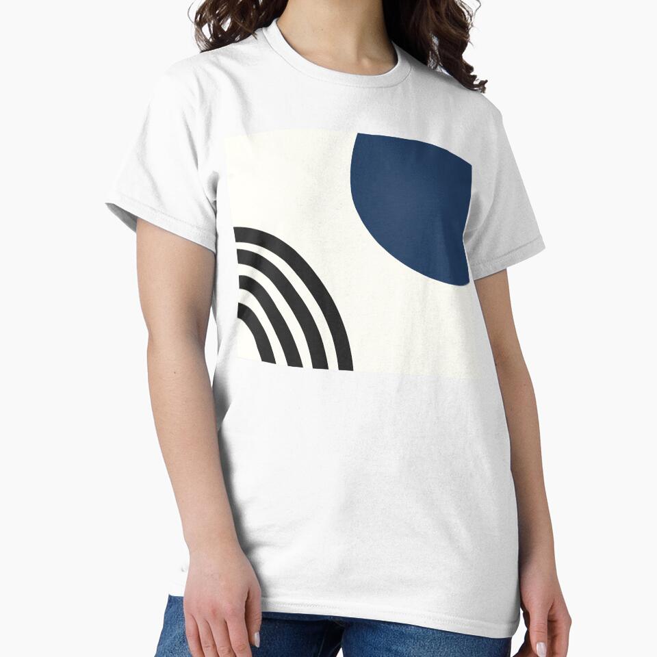 Mid century modern circle and lines in blue by CherieTree