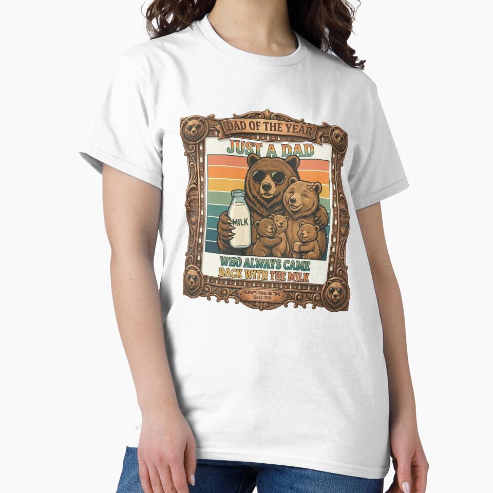 Papa Bear, Just A Dad Who Always Came Back with The Milk by ArtyLify Unisex , , , Long Sleeve Tee