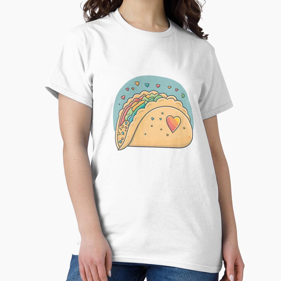 Taco-Lover I Love Tacos Heart Spicy Foodie Mexican Food Cute by farhanhafeez Unisex , , , Long Sleeve Tee