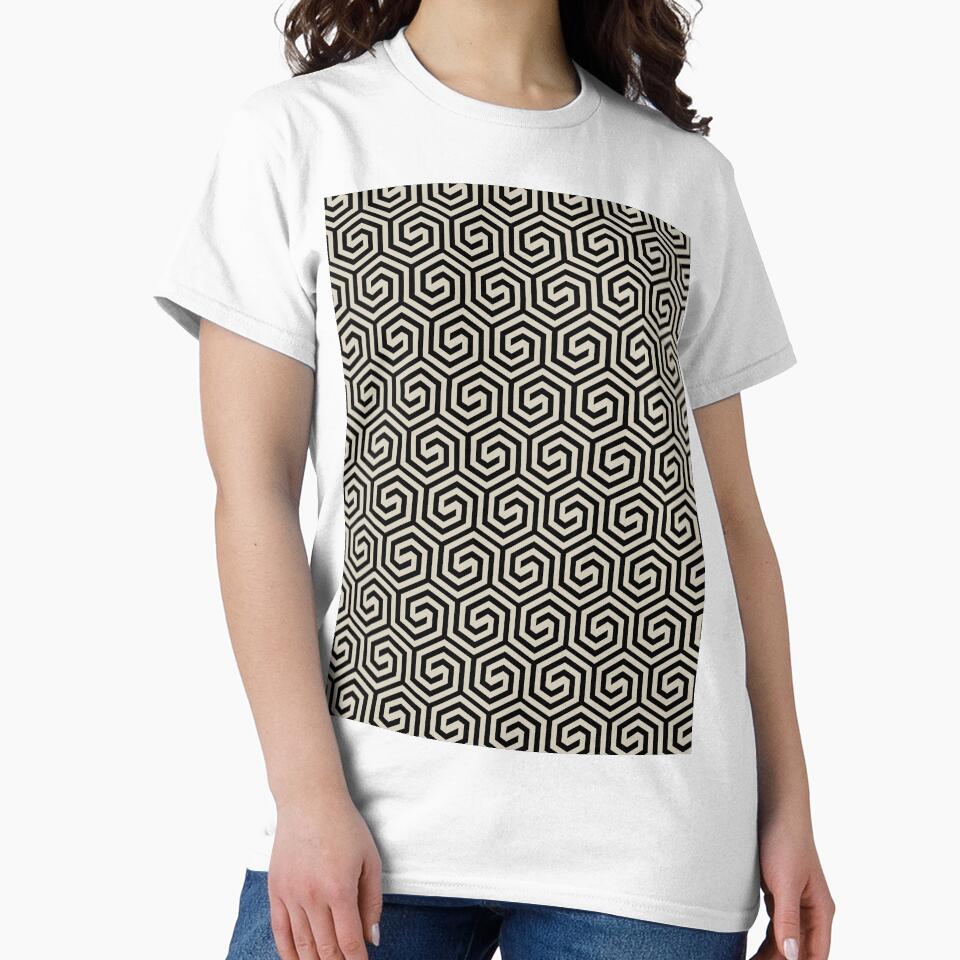 Black and Tan Spiral Tessellation Pattern Pairs DE 2022 Popular Color Doric White DET641 by ColorOfTheYears