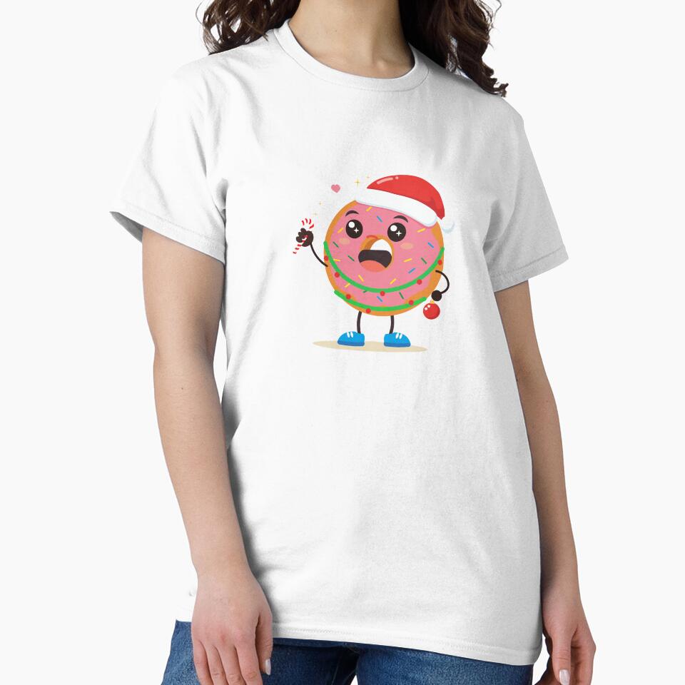 Cute Christmas Donut Illustration by BetweenForms Unisex , , , Long Sleeve Tee