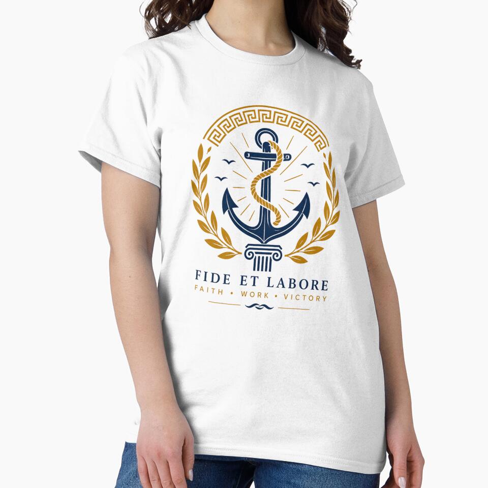Fide Et Labore Anchor Premium Emblem by MWSailingClub Unisex , , , Long Sleeve Tee