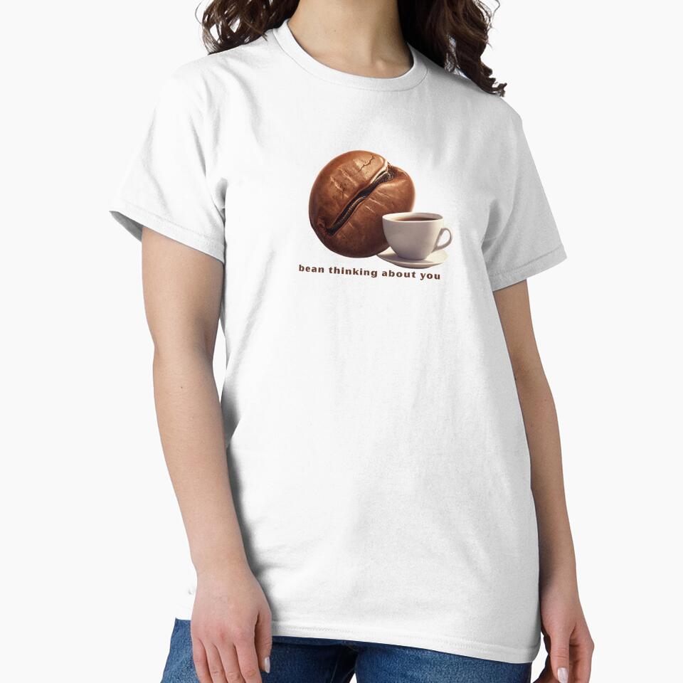 Bean Thinking About You - Cute Pun | TeeHee Puns Funny Design by TeeHee Puns Unisex , , , Long Sleeve Tee