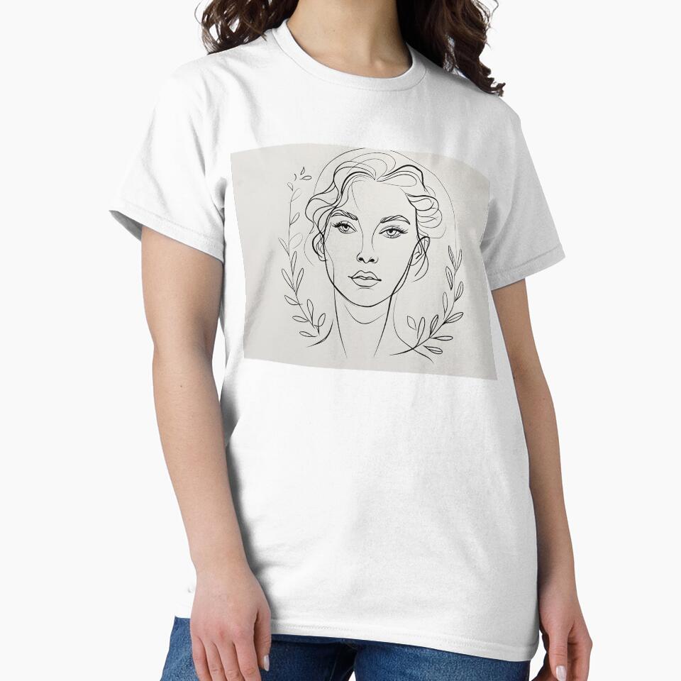 Minimalist Matisse Woman Line Art Portrait by CJShopZone