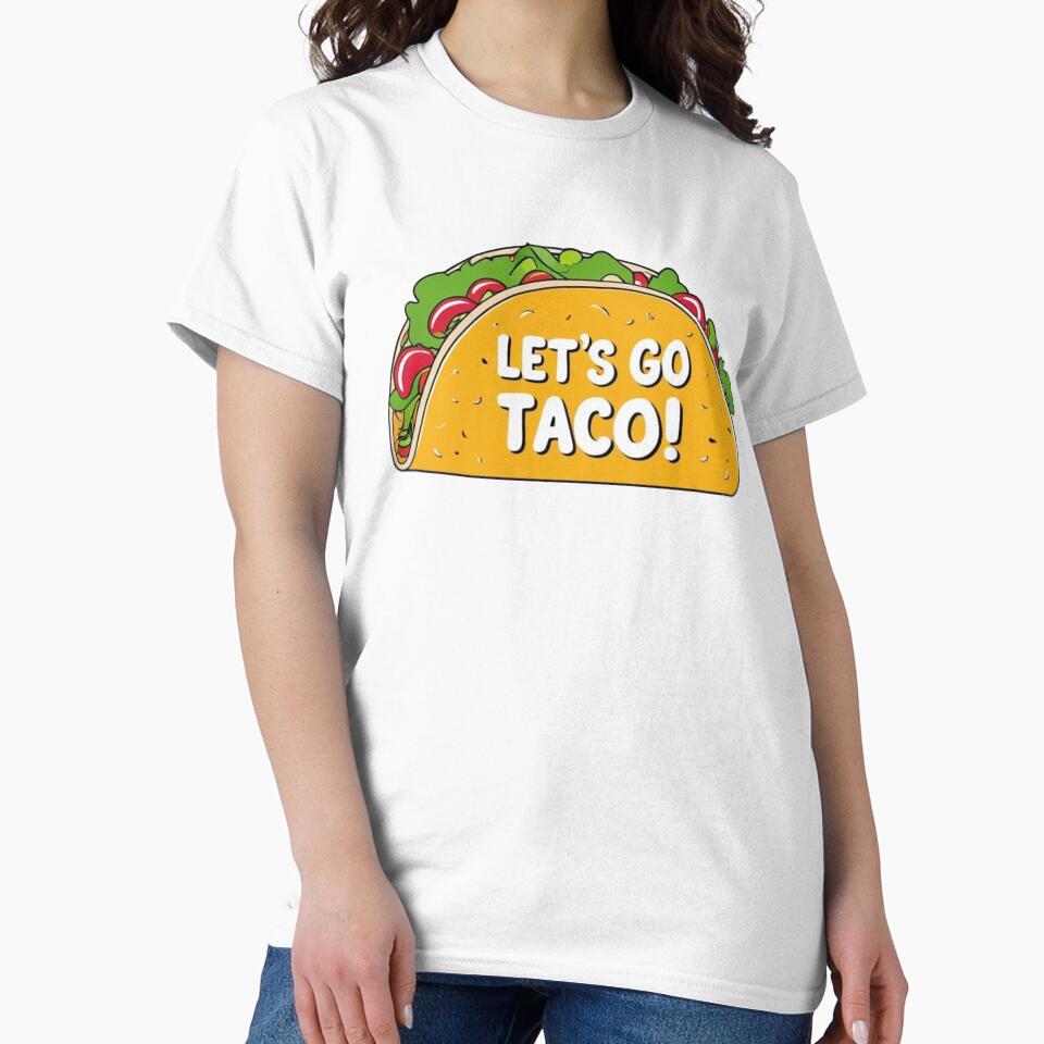 Let’s Go Taco – Funny Taco Cartoon with Food Pun – Kawaii Mexican Food Art by Dokak Shop Unisex , , , Long Sleeve Tee