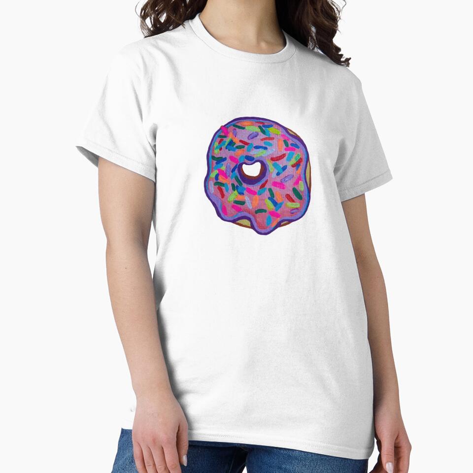 Pink Sprinkle Donut - Acrylic Paint by sweetlemon134 Unisex , , , Long Sleeve Tee
