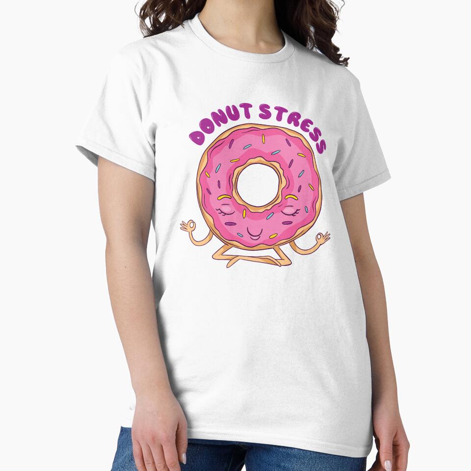 Donut Stress Pink Doughnut Yoga with Sprinkles by MadMando Unisex , , , Long Sleeve Tee