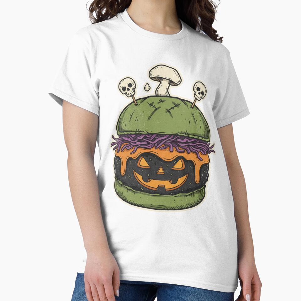 Halloween Burger Vintage- Extra Rotten by Too Kool Designing Unisex , , , Long Sleeve Tee