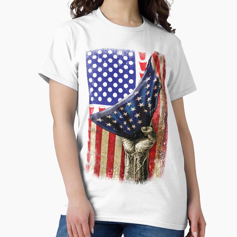 Patriotic American Flag Beer Pong by ip7s Unisex , , , Long Sleeve Tee