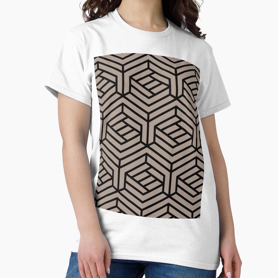 Light Brown and Black Cube Geometric Shape Pattern Pairs HGTV Emerging Taupe HGSW3035 2022 Color - Colour Trends - Shade - Hue by ColorOfTheYears