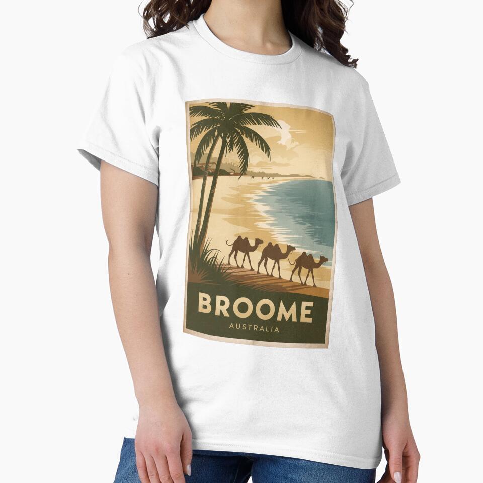 Broome Vintage Travel Poster by TravelerRat Unisex , , , Long Sleeve Tee