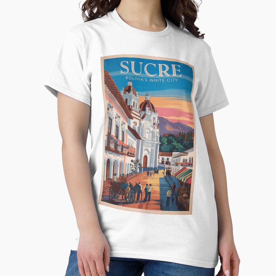Sucre Vintage Travel Poster by TravelerRat Unisex , , , Long Sleeve Tee