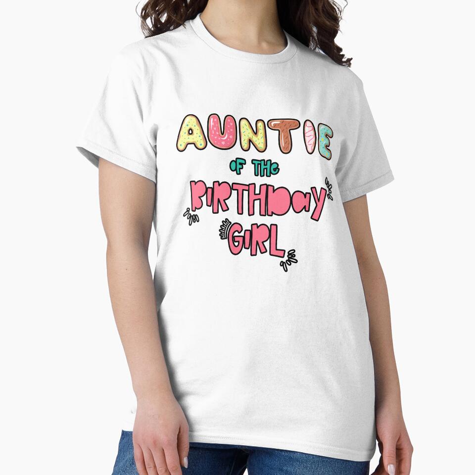 Auntie of the Birthday Girl Family Donut theme by SwankyFine Unisex , , , Long Sleeve Tee