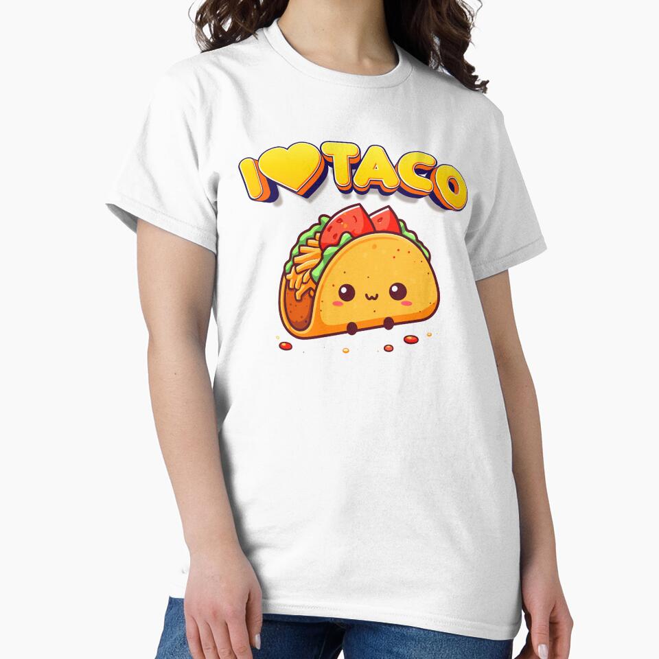 Taco , I Love Taco, Funny Crew Neck Shirts with Taco Graphics, Tacos Gifts for Mexicans, Tacos Birthday Party Shirts by breathlessllc