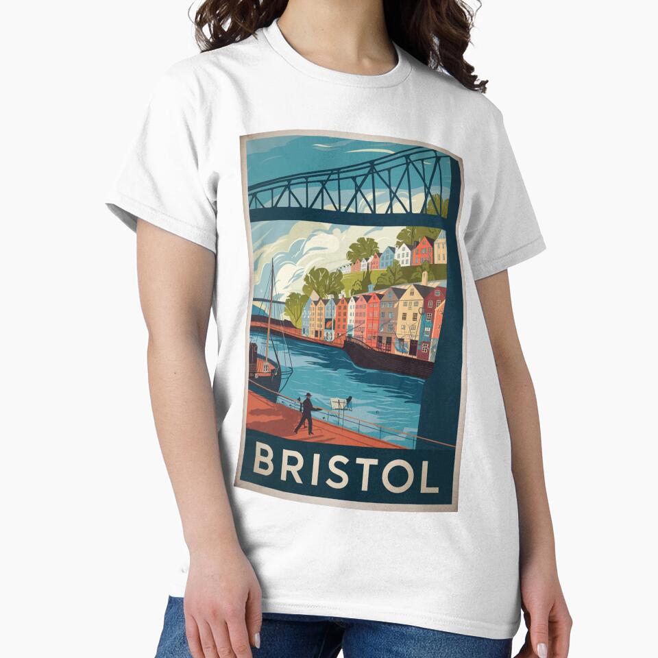 Bristol Vintage Travel Poster by TravelerRat Unisex , , , Long Sleeve Tee