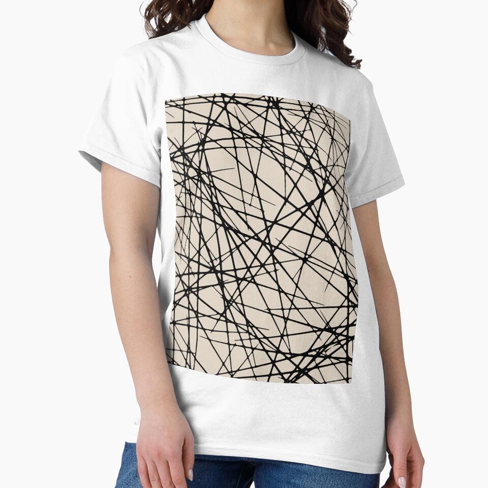 Beige and Black Abstract Criss Cross Line Pattern Pairs Sherwin Williams 2022 Popular Color Natural Linen SW 9109 by ColorOfTheYears