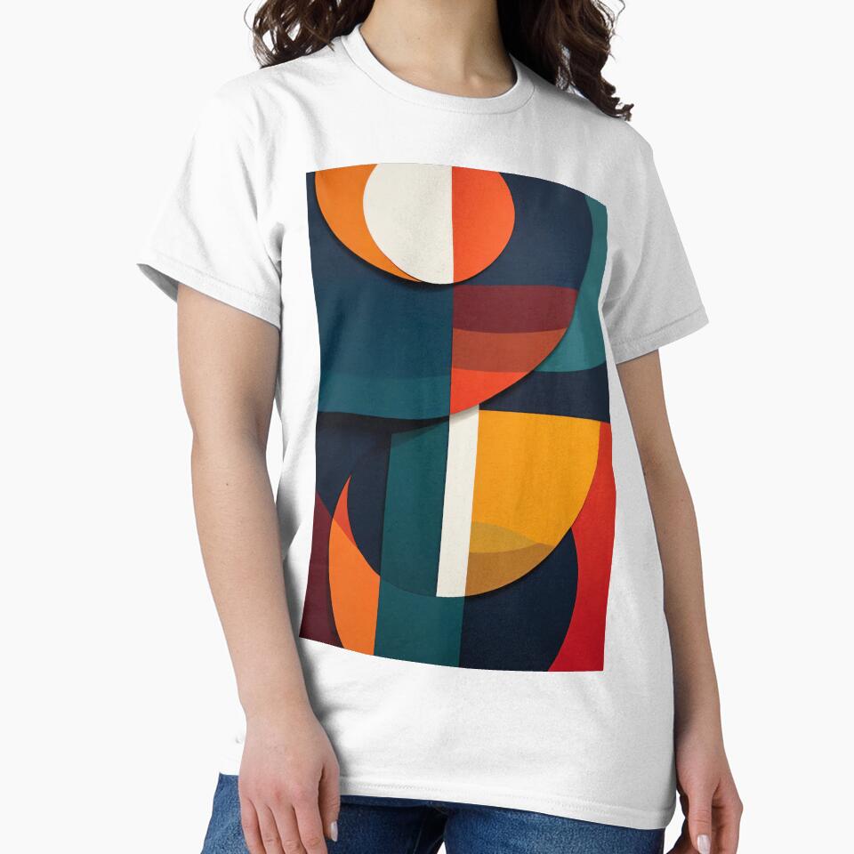 Bold Geometric Abstract with Circles and Rectangles in Orange Teal Red and Dark Blue Layers by Mimoshi ⭐⭐⭐⭐⭐