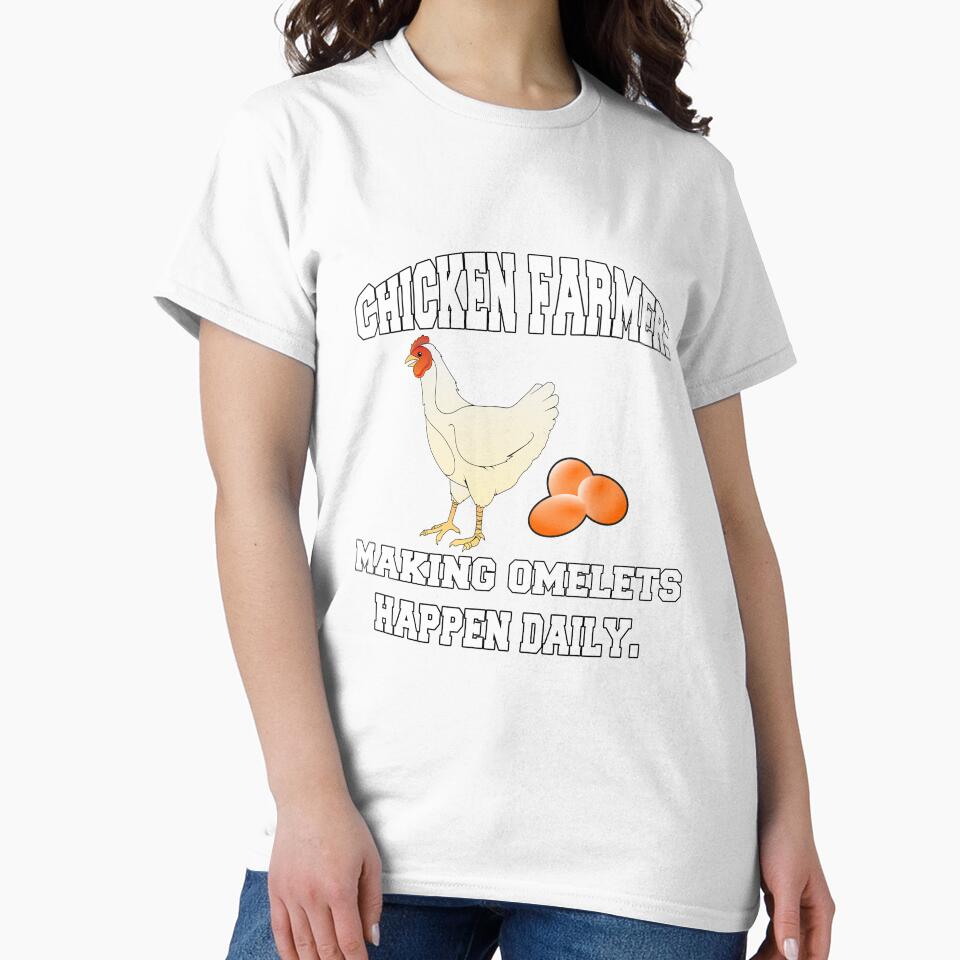 Funny Chicken Farmer Humor Chicken Farmer: Making Omelets by fantasticdesign Unisex , , , Long Sleeve Tee