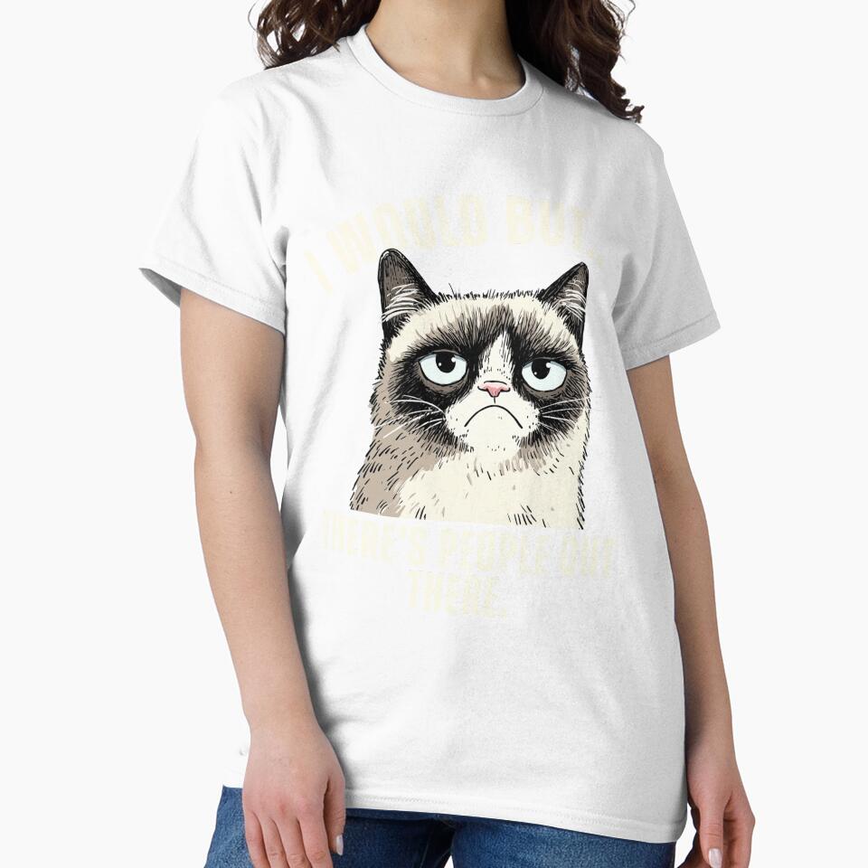 I would but there's people out there - Grumpy Cat - Introvert by LAJdesigns Unisex , , , Long Sleeve Tee