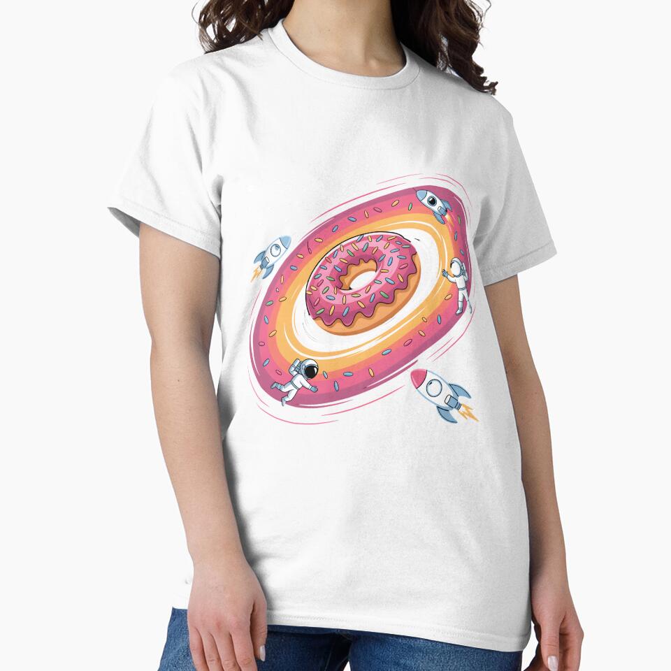 Cosmic Donut Space Black Hole Funny Rocket Day Sci-Fi Galaxy by clothesy7 Unisex , , , Long Sleeve Tee