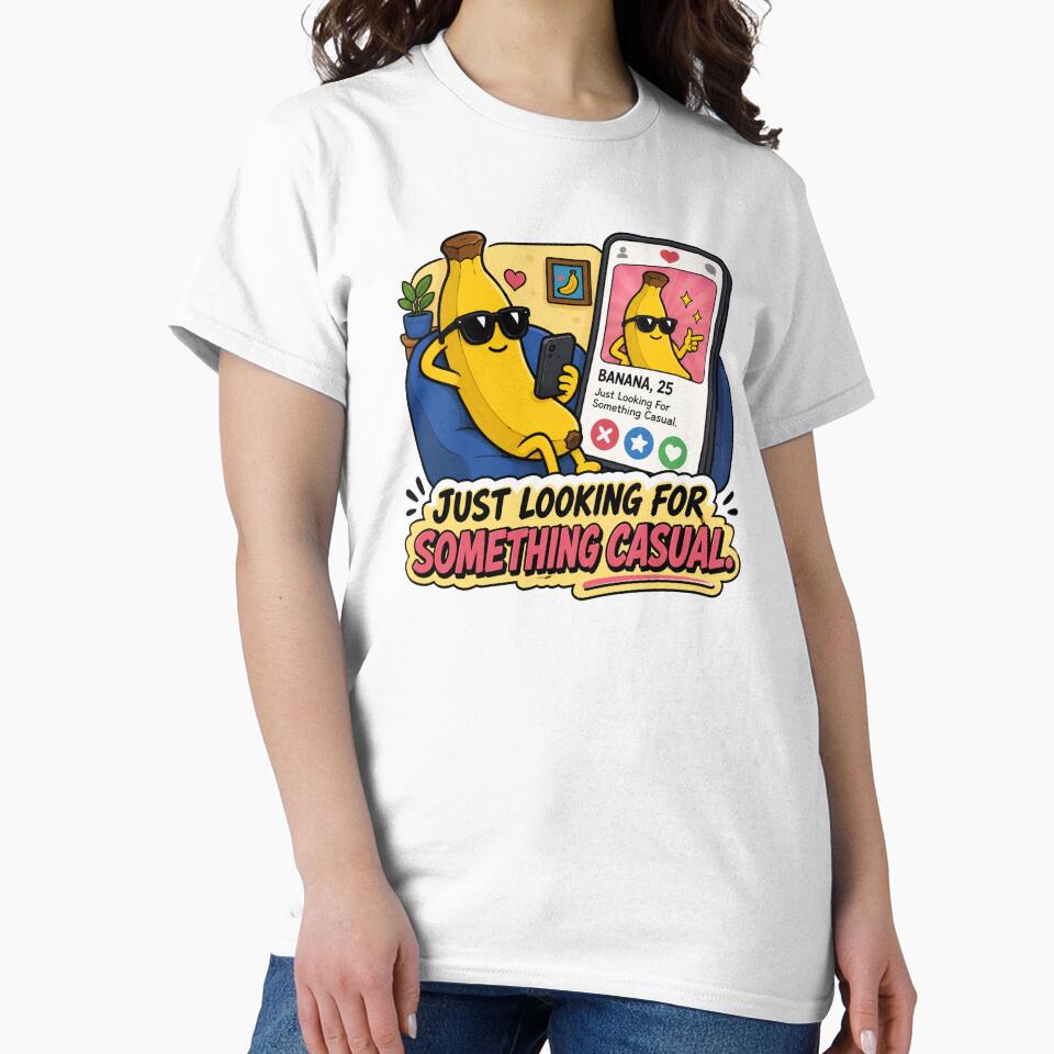 Just Looking For Something Casual Funny Banana Dating Design by MonkiFlipp Unisex , , , Long Sleeve Tee